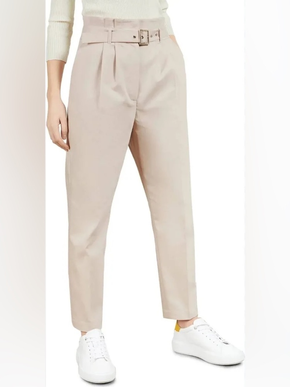 Ted Baker Lucjat Belted Paperbag High Wasted Dusty Rose Pink Pants Size US 8